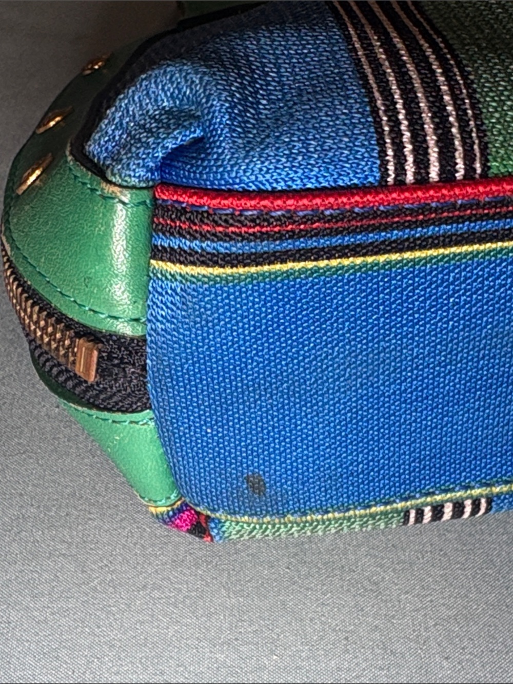 Gianni Versace Sunburst Multi-Color Striped Canvas Mini Bowler Bag - Picture 7 of 16